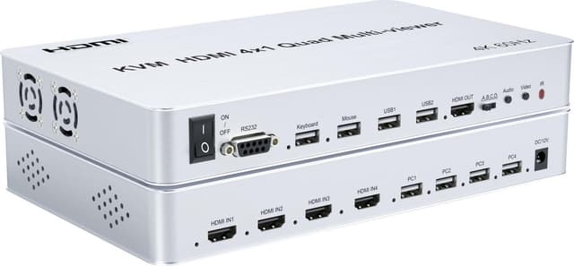 NÖRDIC KVM Switch 4xPC til 1xHDMI 4K 60Hz Quad Multi-Viewer med 4xUSB-A