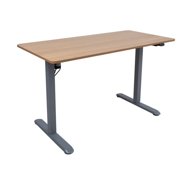 Skrivbord ERGO LIGHT med 1 motor 120x60cm, silvergrå/ek