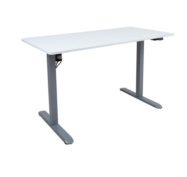 Skrivebord ERGO LIGHT med 1 motor 120x60cm, sølvgrå/hvid
