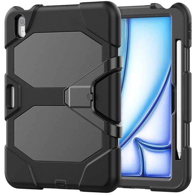 Till iPad Air 11 (2024) Fodral Stativ Skämskydd PC+Silikon - Svart