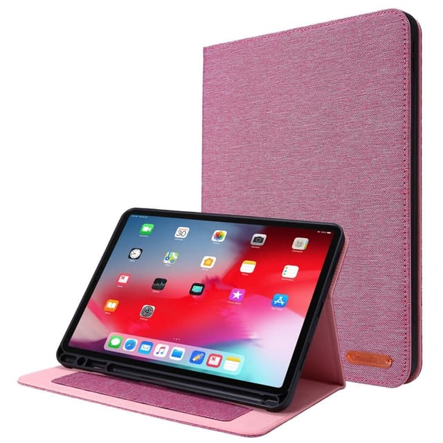 Till iPad Air 13 (2024) Vikbart fodral korthållare Tygtextur - Rosa