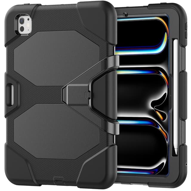 Til iPad Pro 11 (2024) Cover med Skærmbeskytter og Stativ PC+Silikone - Sort