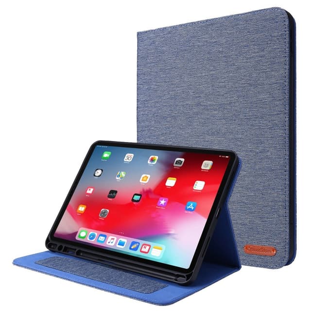 For iPad Air 13 (2024) Sammenleggbart Veske Kortholder Stoff Tekstur - Blå
