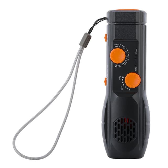 Håndsveiv AM/FM-radio LED lommelykt 1200mAh nødstrømbank