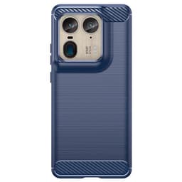 Børstet silikone cover Motorola Edge 50 Ultra - Blå
