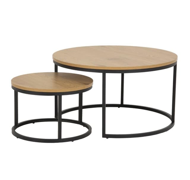Sohvapöydät 2kpl SPIRO D50xK33cm, D80xK45cm, tammi