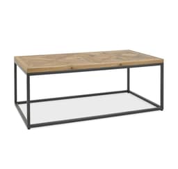 Sofabord INDUS 114x60xH42cm, mosaik egefiner bordplade, grå metalramme