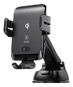 Car holder for smartphones, wireless charging, black