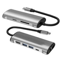 8 in 1 USB C -keskitin, jossa USB 3.0, HDMI, RJ45, SD/TF-kortinlukija, 100 W PD-lataus