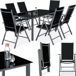 tectake Matgrupp i Aluminium med 6 stolar - antracit