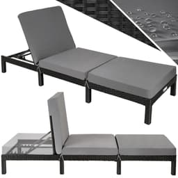 Polyrattan liggestol med hynder Sofia - sort