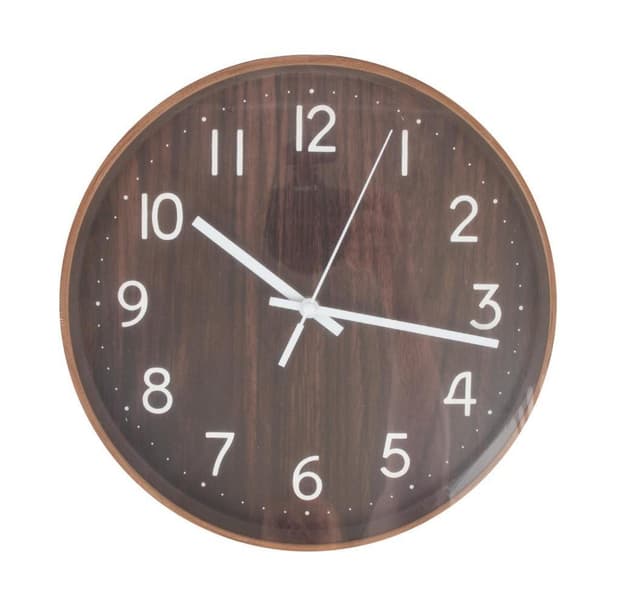 Seinäkello WOODY D30cm, tumma puurakenne