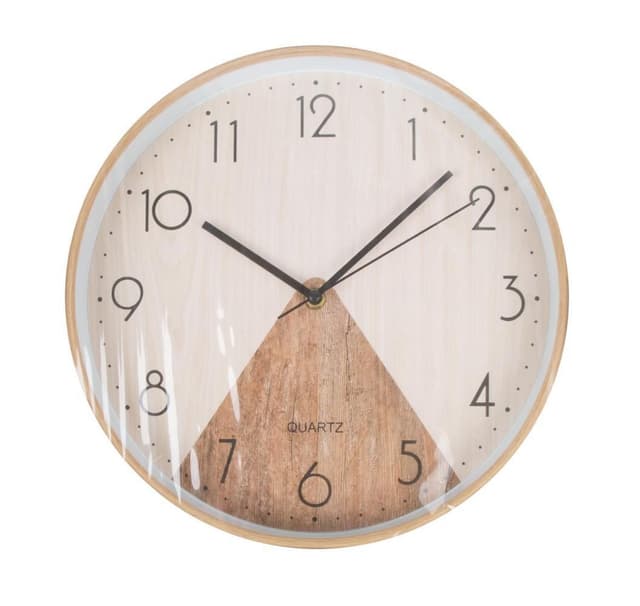 Väggklocka WOODY D34cm, trätriangel