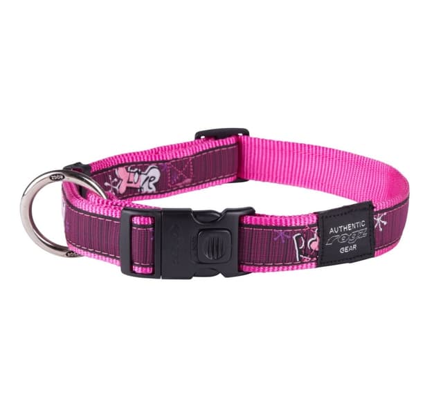 Finklänning extra stor 25 mm armed response-hundhalsband, rosa kärleksdesign, Rogz