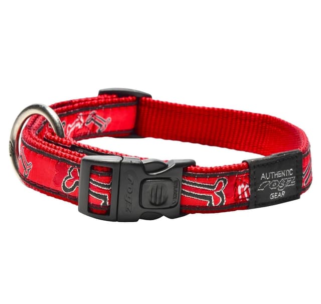 Finklänning stort 20 mm strandhalsband till hund, rött bendesign