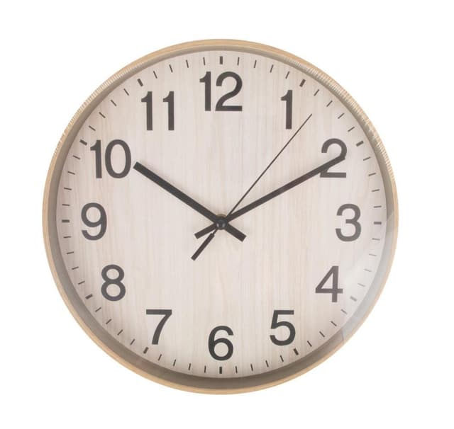 Seinäkello WOODY D30cm, vaalea puurakenne