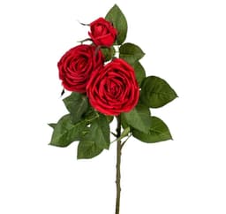 Kunstig blomst ROSE, 3 greiner, H70cm, rød