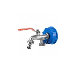 IBC-adapter S60x6, kran med to hann-¾""-utganger + 2 hunn-¾""-kranadaptere