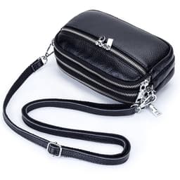 Crossbody-veske med tre glidelåser Sort