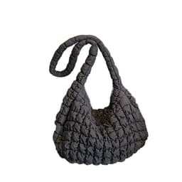 Quiltet letvægts nylon crossbody taske Sort