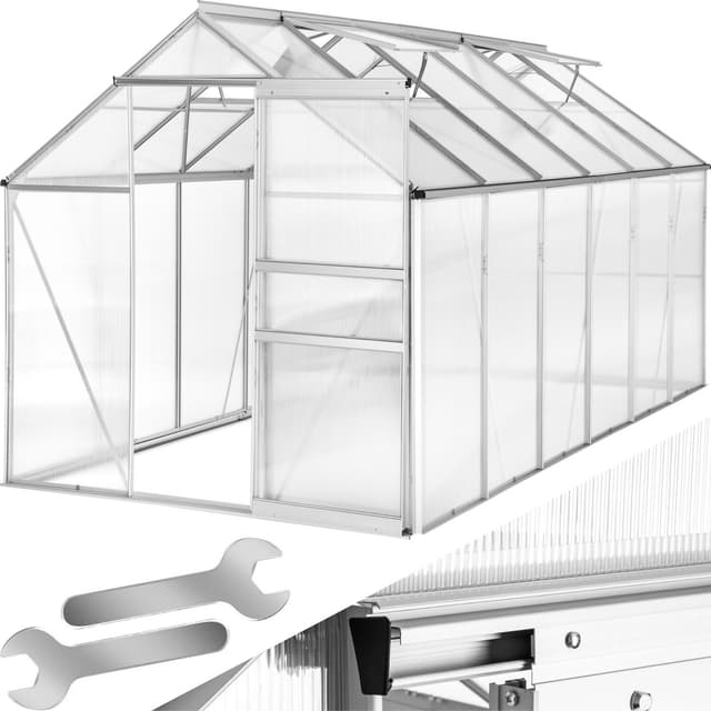 tectake Aluminiumväxthus utan fundament - 375 x 185 x 195 cm