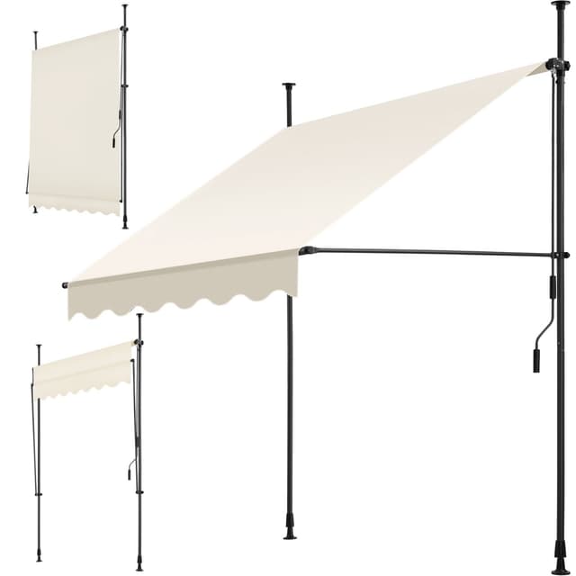 tectake Spännmarkis och soltak med handvev, höjdjusterbar - 150 x 180 cm, beige