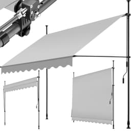 tectake Spännmarkis och soltak med handvev, höjdjusterbar - 250 x 180 cm, ljusgrå