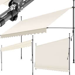 Markiisi käsikammalla, korkeussäädettävä - 400 x 180 cm, beige