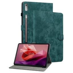 SKALO Lenovo Tab P12 Cute Tiger PU-nahkainen Lompakkokotelo - Vihreä