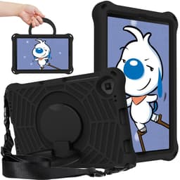 SKALO Lenovo Tab M10 FHD Plus 10.3"" Extra Stöttåligt Armor Spindelnät Skal med Axelrem - Svart