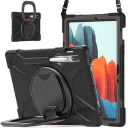 SKALO Samsung Tab S9/S9 FE Ekstra stødsikker Armor ringskal med skulderrem - Sort