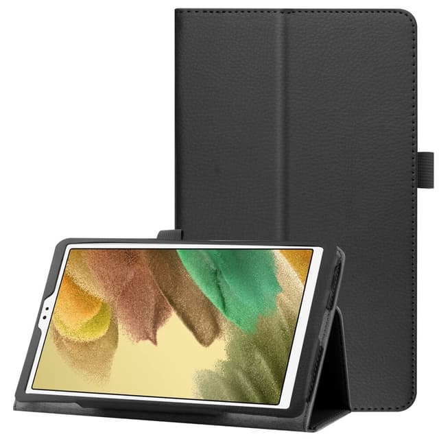 SKALO Samsung Tab A7 Lite Duofold Litchi Suojakotelo - Musta
