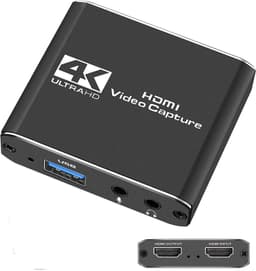 NÖRDIC Videoopptaksadapter HDMI-utgang 4K 30Hz HDMI med sløyfemikrofon og lydutgang HDMI-signalsløyfeutgang