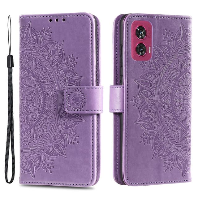 SKALO Motorola Edge 50 Fusion Mandala Flip Cover - Lilla