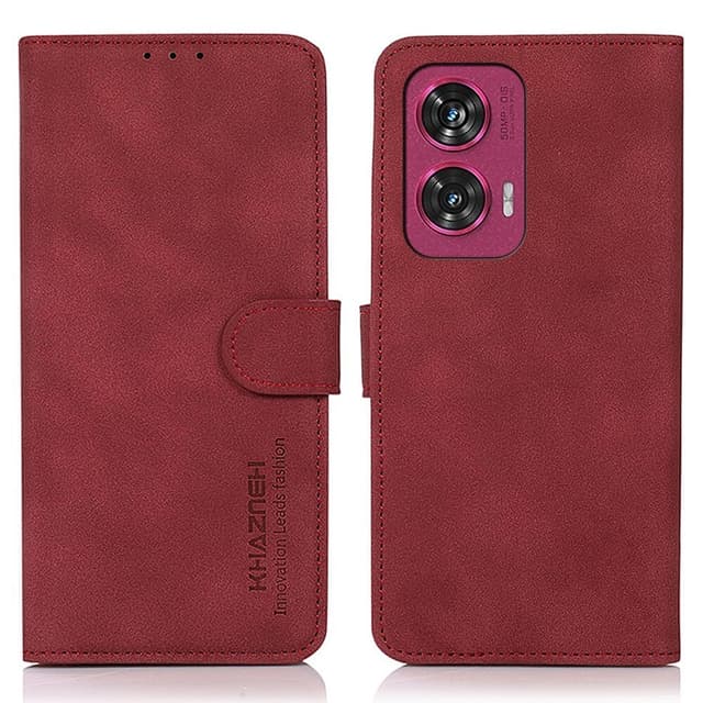 SKALO Motorola Edge 50 Fusion KHAZNEH Lompakkokotelo PU-nahasta - Punainen
