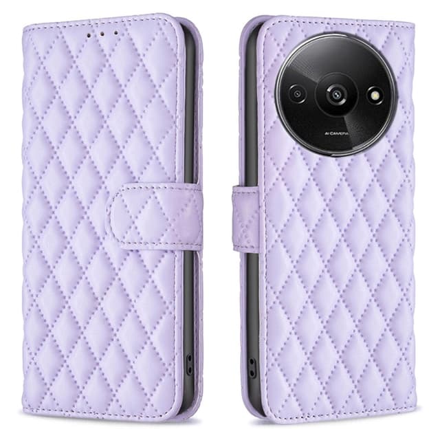 SKALO Xiaomi Redmi A3 BINFEN COLOR Quiltat Plånbok - Lila