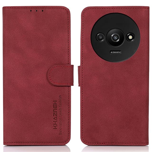 SKALO Xiaomi Redmi A3 KHAZNEH Lompakkokotelo PU-nahasta - Punainen