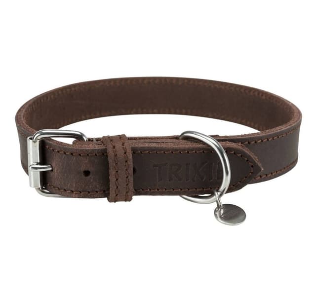 Rustik fatläderkrage, m–l: 42–48 cm/25 mm, mörkbrun, Trixie