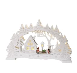 Kynttelikkö ULM 43xH27cm 10LED, puinen, valkoinen