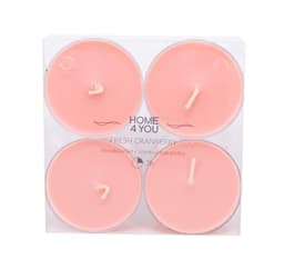 Telys MAXI 4stk/ sett, FRISK TYNEBÆR, D5,5 cm, rosa (duft- tyttebær)