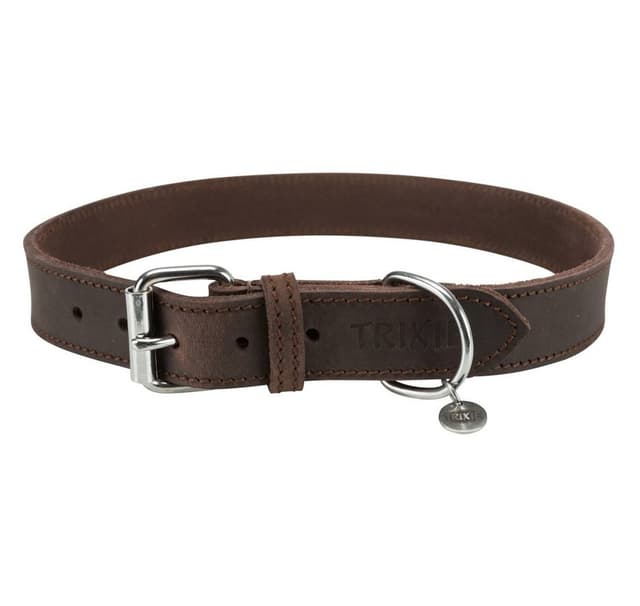 Rustik fatläderkrage, L–XL: 57–66 cm/30 mm, mörkbrun