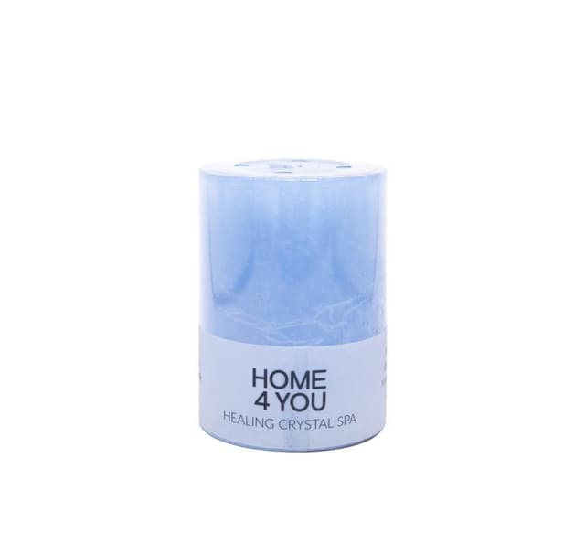 Ljus HEALING CRYSTAL SPA, D6,8xH9,5cm, blå (doft- hav)