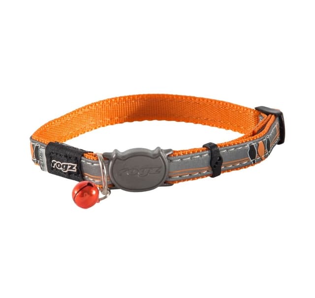 11 mm reflekterande safeloc breakaway katthalsband, orange fåglar på tråddesign