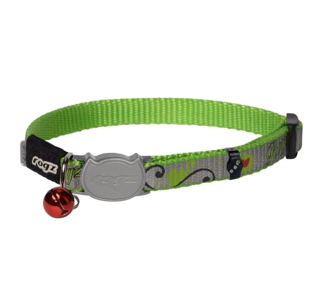 Katthalsband Rogz Reflectocat Lime Fish 11m/20-31cm