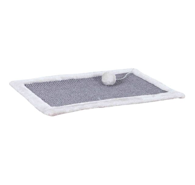 Skrapmatta med plyschkant, 55 × 35 cm, grå/ljusgrå