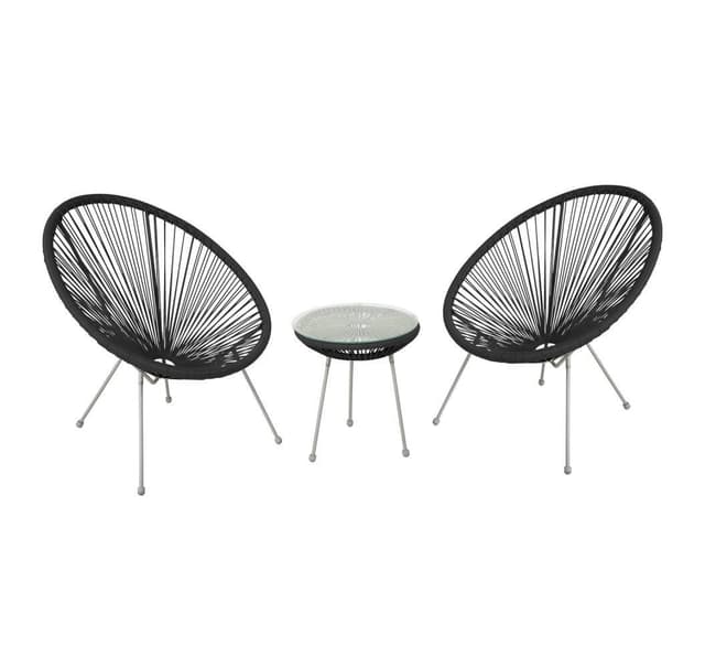Balkongset COMO bord, 2 stolar, svart
