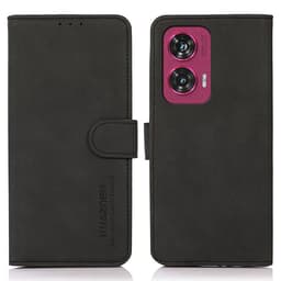 SKALO Motorola Edge 50 Fusion KHAZNEH Lompakkokotelo PU-nahasta - Musta