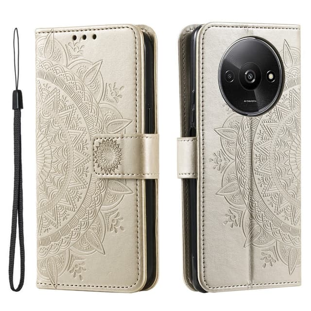 SKALO Xiaomi Redmi A3 Mandala Plånboksfodral - Guld