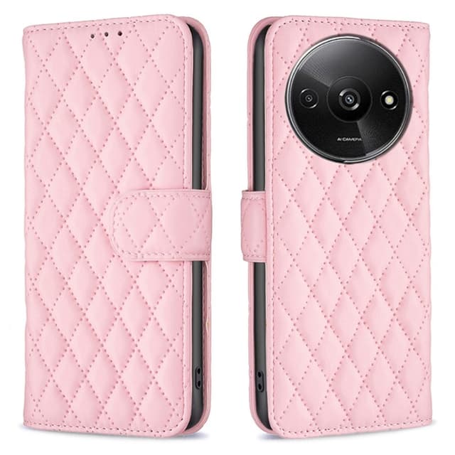 SKALO Xiaomi Redmi A3 BINFEN COLOR Quiltat Plånbok - Rosa