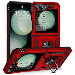 SKALO Samsung Z Flip6 Armor Hybridi metallirengas kuori - Punainen
